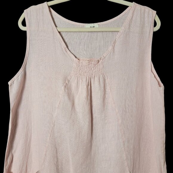 JS Millenium Womens Pink Linen Boho Beachy Lagenlook Shift Dress Pockets Medium - Picture 2 of 8